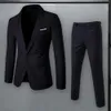 Abiti da uomo Blazer Giacca da completo Pantaloni Set Elegante Business Risvolto Cappotto a bottone singolo Slim Fit con tasche Abbigliamento da lavoro per A 231216