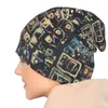 BERETS ABSTRACT SHAPES BY LINDA M. KNIT HAT UV Protection Solar Sonap Back Cosplay Women's Beach Men's