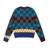 Men's Sweaters Vivi Empress Dowager Saturn Contrast Checkerboard Round Neck Sweater Women's Autumn/winter Slim Fit Versatile Knitted Cardigan Trend