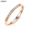 Bröllopsringar Jeemango Ankomst Rose Gold Color Simple Jewelry Inlaid Cubic Zirconia For Women Rostfri Steel Ring JR19171
