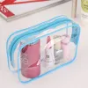 Portable zipper Transparent Cosmetic Bag Bath Wash Clear Makeup Bags Women Organizer Travel PVC Red Blue Yellow BJ