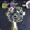 Anéis de Cluster Wong Chuva Luxo 925 Sterling Silver 10 CT Asscher Corte Criado Moissanite Gemstone Diamantes Anel de Noivado de Casamento 307n