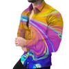 Chemises décontractées pour hommes Chemise de mode Chemise à simple boutonnage Impression tricolore Manches longues Plus Taille Fête hawaïenne Cardigan Top