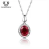 Double-r Classic 925 Silver Pendant Necklace Created Oval Ruby 2 0ct Gemstone Zircon Pendant For Women Wedding Jewelry Y19051602249u