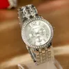 Womenwatch falso três olhos geneva aço banda relógio com diamante conjunto de ouro feminino liga relógio designer feminino