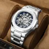 Handbandsur Hollow Out Men's Mechanical Wrist Watches Skeleton Design Luxury Full Automatic Man Watch Relogio