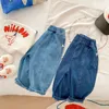 Jeans Kinder Jeans 1-7 Jahre Kleinkindjunge Mädchen weiche Denim Lange Hosen Elastische Taille Feste Farbe Harem Hose-Hose Herbst Kleidung 231216