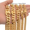 Wholesale Custom Hip Hop Miami Cuban Link Chain Mens 14k 18k Gold Plated Stainless Steel Chain Necklace