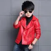 New Fashion Girl's Jackets PU Leather Coat Black Red Boys' Leather Clothing 2024 Spring and Autumn Children's Jackets Tide