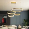 Kronleuchter Moderne LED-Pendelleuchten Hängelampe Wohnzimmer Schlafzimmer Zimmer Foyer Gold Kaffee Ring Beleuchtung Zuhause Innen