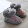 Boots Sparkly Ankle For Born Baby Girls Winter Plush Warm Snow Infant Toddlers Glitter Party Princess Shoes Christmas