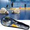 Raquetes de Badminton Esportes Conjunto de Badminton 4 PCS Raquetes de Badminton 2 Peteca Bolas Birdies Net Enquetes Ajustáveis Praia Quintal Combo Set Jogos 231216