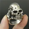 3pcs / lot nouveauté lourd fantôme crâne anneau en acier inoxydable 316L bijoux de mode bande fête crâne cool homme ring239g
