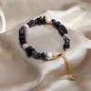 Charm Bracelets INS Style Fashion Black Natural Stone Stainless Steel Beaded Jewelry Bracelet Luxury Pearl Bangles For Women