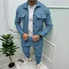 Men's Tracksuits Comfy Clothing Men Athletic Set Male Solid Tracksuit Button Up Long Sleeve Slight Stretch Color