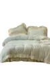 Conjuntos de cama Dupla Face Veludo Flanela Cama Francesa Estilo Princesa Esculpida Leite Coral Veludo Espessado Inverno de Quatro Peças 231216