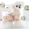 Cão vestuário vestido casaco para cães morango lolita teddy bonito princesa estilo outono e inverno saia quente roupas pequenas