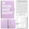 Partihandel 100 Envelope Challenge Binder Par Challenge Sheets Event Notepad Pu Leather Binder Notebook Pengar kuvert för kontor Hem Computadora Portatil