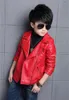 New Fashion Girl's Jackets PU Leather Coat Black Red Boys' Leather Clothing 2024 Spring and Autumn Children's Jackets Tide