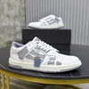 Remise Chaussures Skel Low Top Sneakers Chaussures Skeleton Bones Baskets en cuir Blanc Noir Bleu Crâne Couple Skateboard Marche Couple Sports Eu35-45