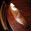 Dress Shoes Brogue Of Men Brown Black Handmade Round Toe Lace-up Zapatos De Hombre