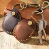 Korthållare Retro Round Användbar läder Key Ring Personlighetsåtkomst Kontrolltäckning Fodral Unisex Chain Bag Plånbok Handgjorda