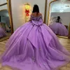 Vestidos de 15 anos de luxo lavanda quinceanera vestido apliques rendas contas até o chão princesa vestidos de baile doce 15 16 vestidos