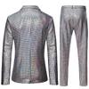 Abiti da uomo Blazer Uomo Stage Prom Shiny Rainbow Plaid Paillettes Giacca Pantaloni Uomo Dance Festival Natale Halloween Party Costume Homme 231216