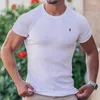 T-shirt da uomo T-shirt da uomo estiva T-shirt sportiva casual Asciugatura rapida traspirante Elastico girocollo Camicia con fondo Stampa a righe verticali