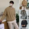 Mens Sweaters Vintage Sweater Men Fashion Versatile Casual Solid Color Pullovers Jacket Zip Long Sleeved Loose Fitting Shirt Autumn 231216