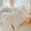 Bedding sets High-end Tuscan Faux Fur Warm Autumn Winter Bedding Set White Thickend Warmth Double Duvet Cover Set Cozy Comforter Cover Sets 231216