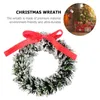 Decoratieve Bloemen 5 Stuks Kerstkrans Kunstmatige Frosted Pine Met Strik Bells Vakantie Ambachten Miniatuur