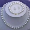Set di orecchini con bracciale con collana di perle d'acqua dolce coltivate bianche da 8-9 mm247b