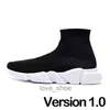 Paris Designer Casual Sock Shoes Comfort Sole Breattable Men Women Platform Hommes Mesh Trainer Black Glitter Sticked Triple Sneaker Walking 36-45 EUR