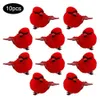 Dekorativa föremål Figurer 10pc Artificial Red Bird with Clip Mini Foam Craft Ornament Christmas Home Home Outdoor Garden Wreath Decoration Supplies 231216