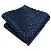 ربطة عنق الربط التعادل للرجال الحرير الأزرق النقاط مجموعة الأزرار النقدية منقوشة الزفاف 150 سم HITIE SN3529 DROP 231216