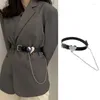 Cinture Cintura in vita per ragazze Harajuku con fibbia ad ardiglione regolabile Cappotto universale da donna Cintura con catena pendente PU 28TF