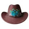 Beanie Skull Caps Western Cowboyhoed Gekruld Paar Sombrero hombre Jazz Fedora Band Koe Mannen en Vrouwen 231216