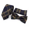 Bow Ties Cotton Nice Tie Set Striped Plaid Brown Gray Green Mens Necktie Handkerchief Fashion Classic Accessory Gift Vintage