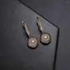 Boucles d'oreilles pendantes en forme de goutte de cuivre Antique incrustée de cristal de Zircon cubique, bijoux classiques pour femmes et filles de mariage