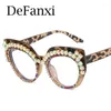 Zonnebrilmonturen Retro Cat Eye Optische Brilmontuur Mannen Vrouwen Modemerk Anti Blauw Licht Computer Vrouwelijke Diamant Inlay Brillen