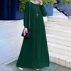 Casual Dresses Ladies For Party Women's Long Dress Solid Color Crew Neck Elegant Sleeve Large Vestido