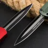 US Style Dirac D/E OTF Auto Knife 3 "D2 Satin Double Edge Blade, aluminiumhandtag, Camping Outdoor Tactical Combat Self-Defense EDC Pocket Knives BM 3300 3400 4600