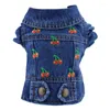 Abbigliamento per cani Cani e gatti Giacca di jeans Gilet Design di ciliegie Cappotto di jeans per cuccioli di animali domestici Abbigliamento primavera/autunno