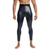 Kvinnors byxor s mens mager läder kroppsformar midja tränare bred hög elastisk leggings komprimering underkläder fitness 9pts 231216