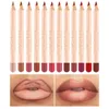 Lipgloss 12 kleuren/set Velvet Lipliner Pencil Kit Make-up Naakt Matte Lipstick Waterproof Langdurige Lip Liner Pen voor vrouw Cosmetica 231216