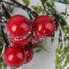 장식용 꽃 크리스마스 등나무 정문 화환 붉은 과일 베리 포도 나무 PVC 장식