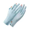 Gants de cyclisme pour femmes, protection solaire de sport, de moto, résistants aux UV, fins, respirants, antidérapants, mitaines d'équitation en soie glacée