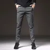Pantalon pour hommes 2023 Hiver Brossé Tissu Casual Business Mode Slim Fit Stretch Épais Gris Bleu Noir Coton Pantalon Mâle 231216
