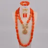 Halsbandörhängen Set Fashion Red Nigerian Coral African Wedding Beads Jewelry for Women 11-C04